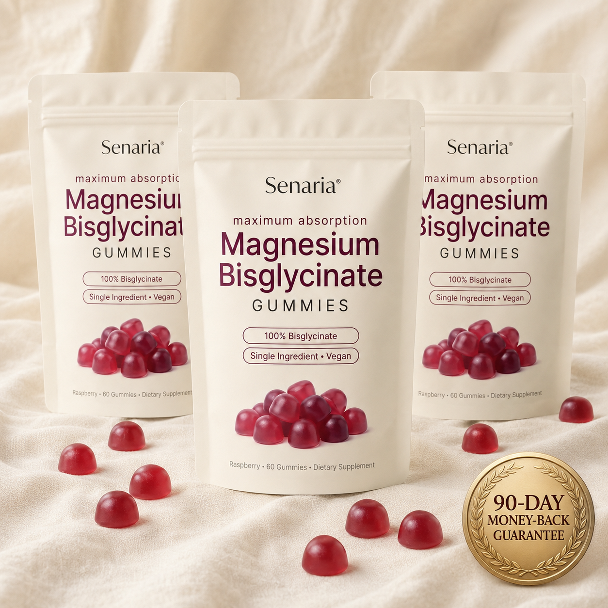 Senaria Magnesium Bisglycinate Gummies with 90-day money-back guarantee